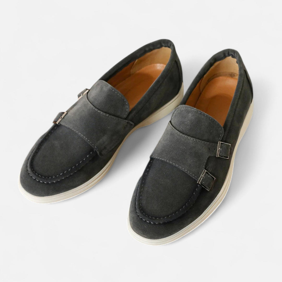 Elegant Suede Men's Monk-Strap Loafer - Slip-On Comfort