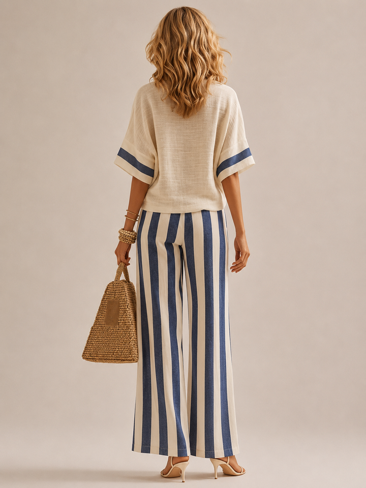 Casual Striped Women's Two-Piece Set