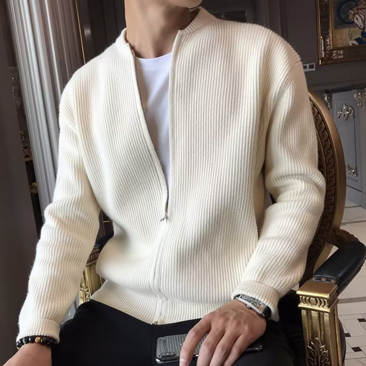 Classic Men's Zip-Up Knit Sweater - Lightweight and Breathable