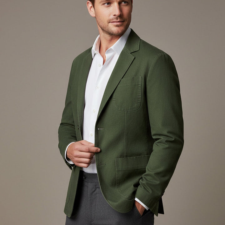 Men's Cotton Blazer-Style Windbreaker with Pockets