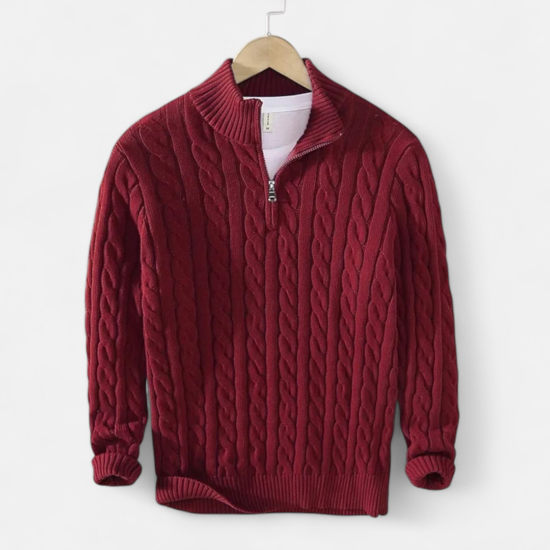 Men's Thick Turtleneck Pullover Sweater with Zipper