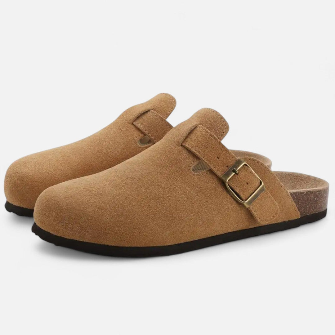 Men's Suede Slide Sandals with Cork Footbed