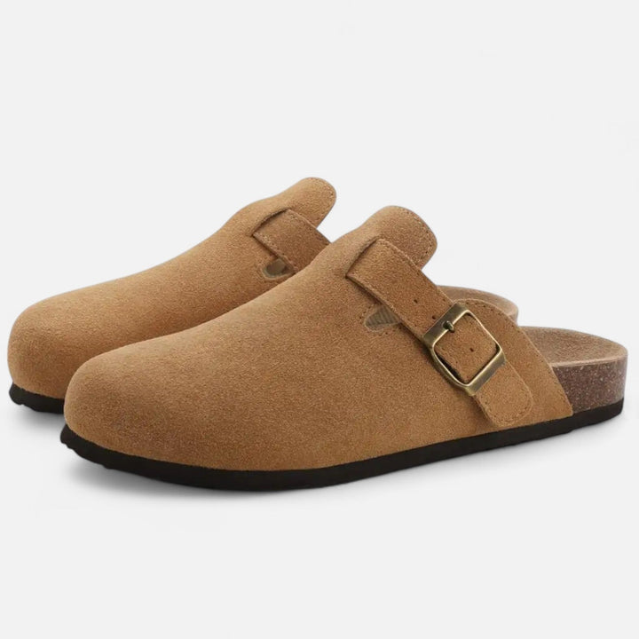 Men's Suede Slide Sandals with Cork Footbed