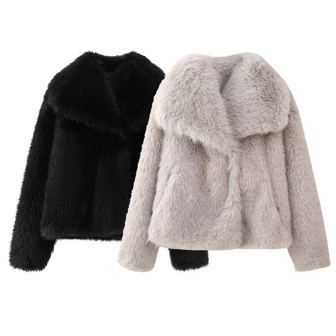 Elegant Luxurious Women's Winter Jacket with Faux Fur