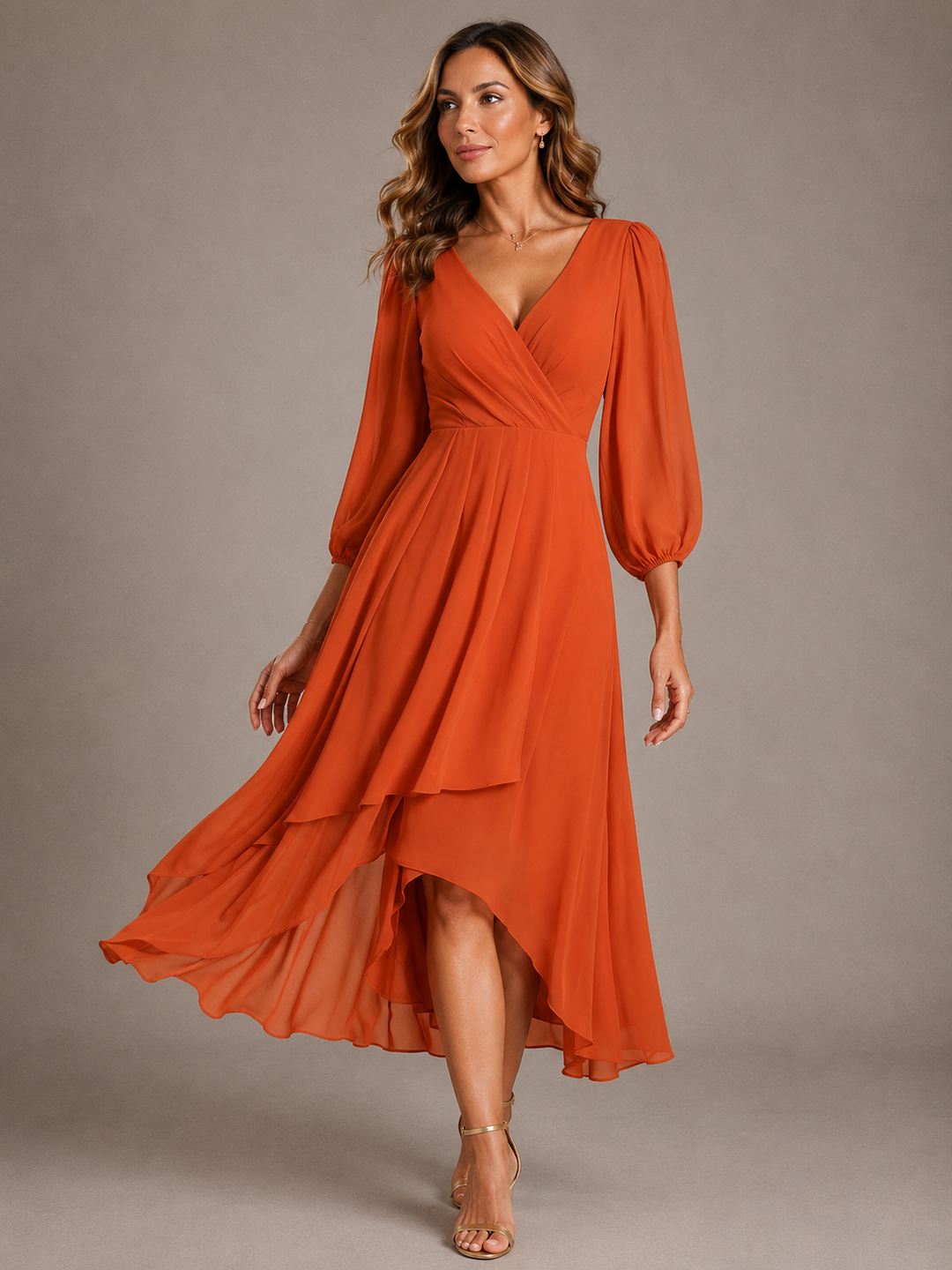 Elegant Flowing Women's V-Neck Long Dress