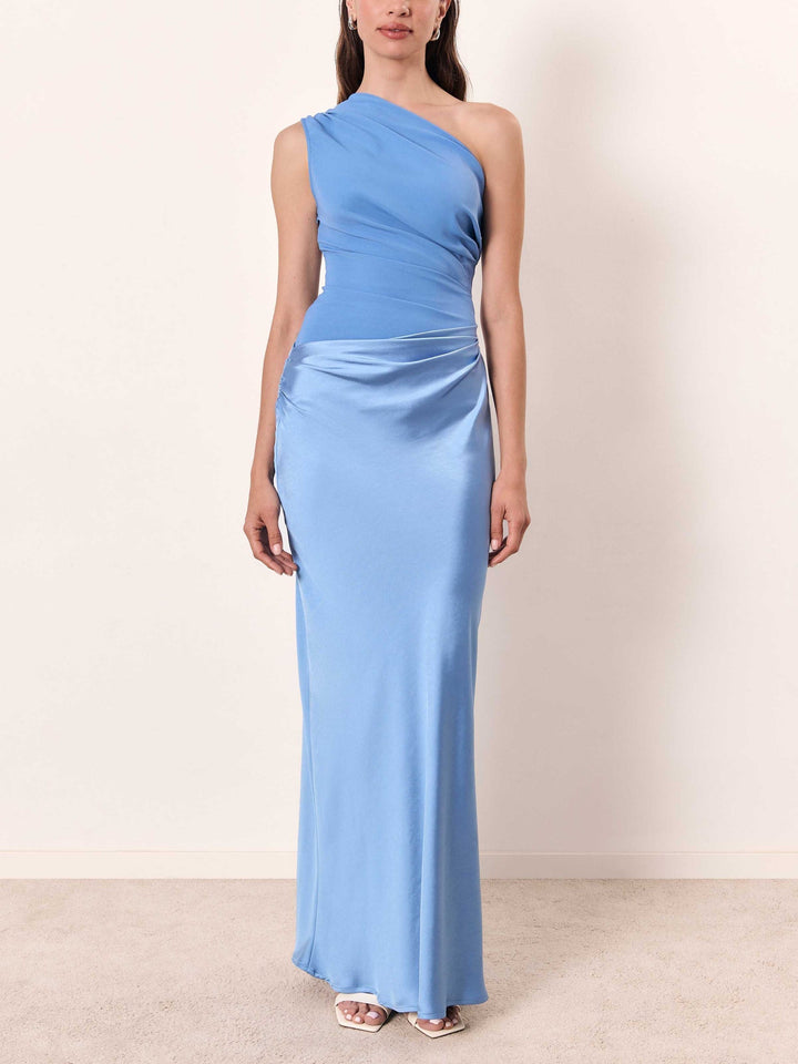 Elegant One Shoulder Pleated Women's Party Maxi Dress