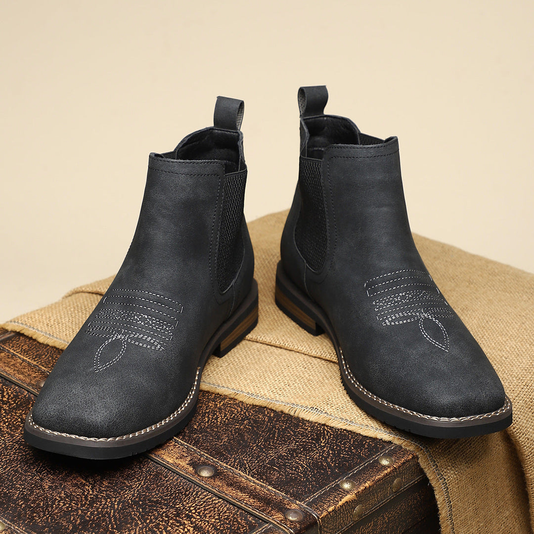 Rugged Men's Boots with Elastic Side Panels - Classic and Durable