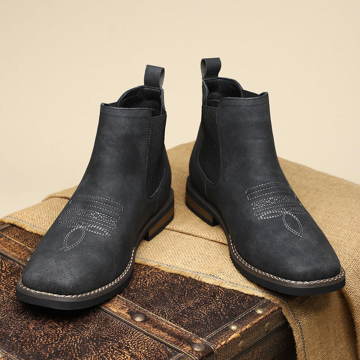 Rugged Men's Boots with Elastic Side Panels - Classic and Durable