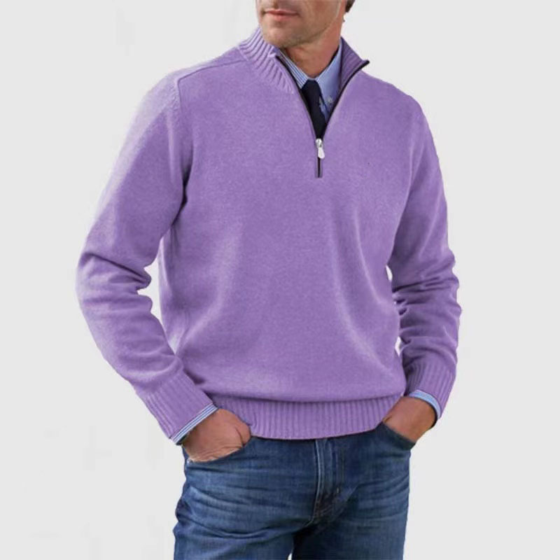 Warm Men's Pullover with Zipper