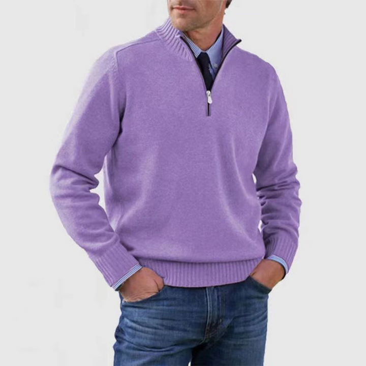 Warm Men's Pullover with Zipper
