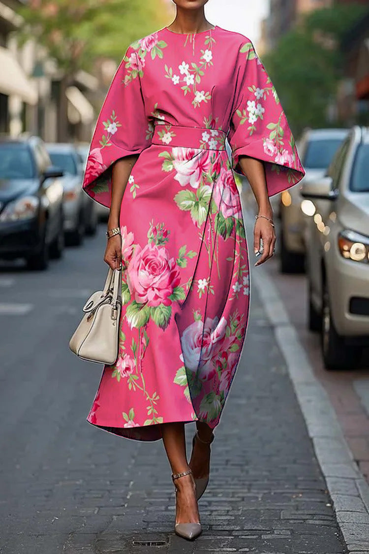 Elegant Round Neck Women Dress
