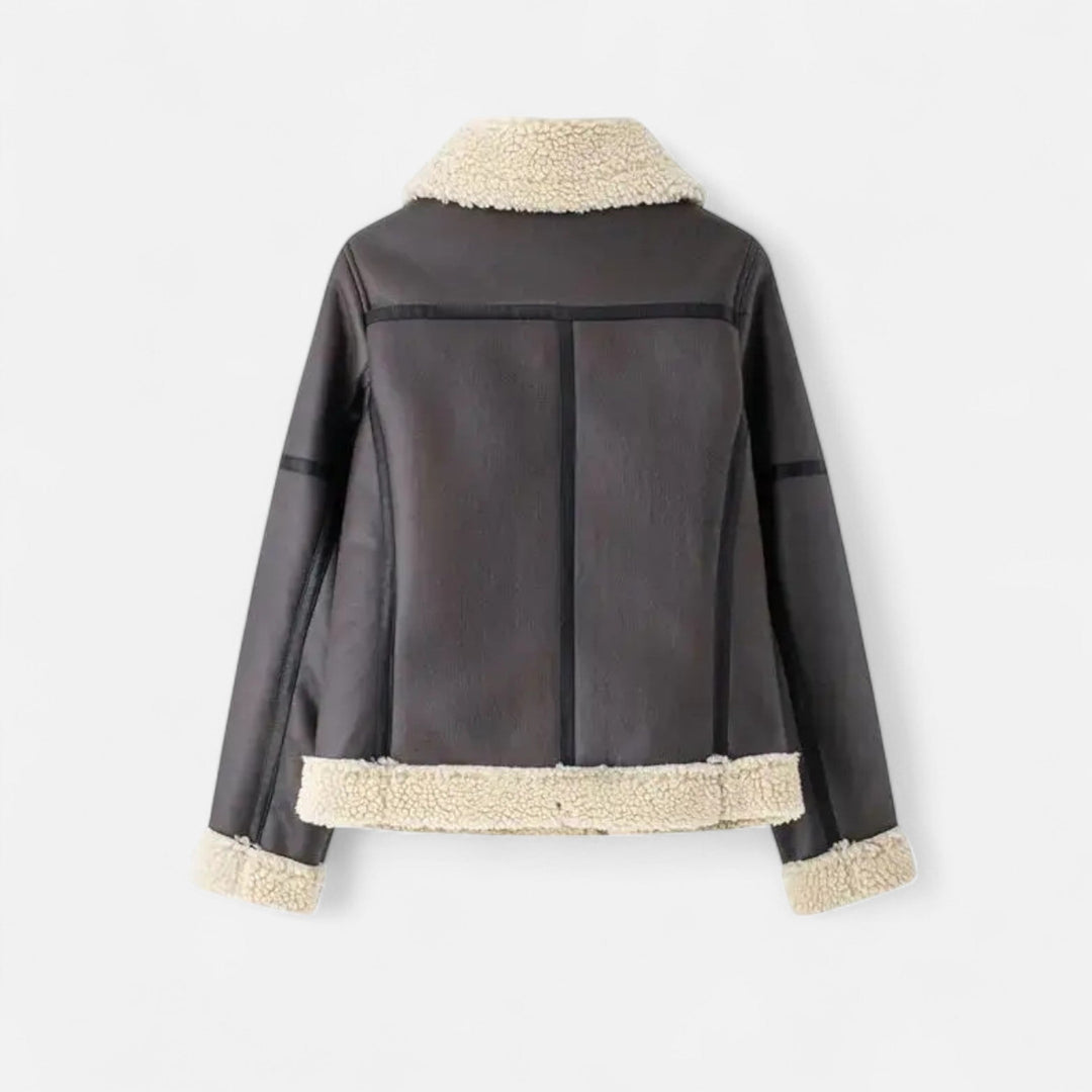 Elegant Fitted Women's Suede Leather Jacket