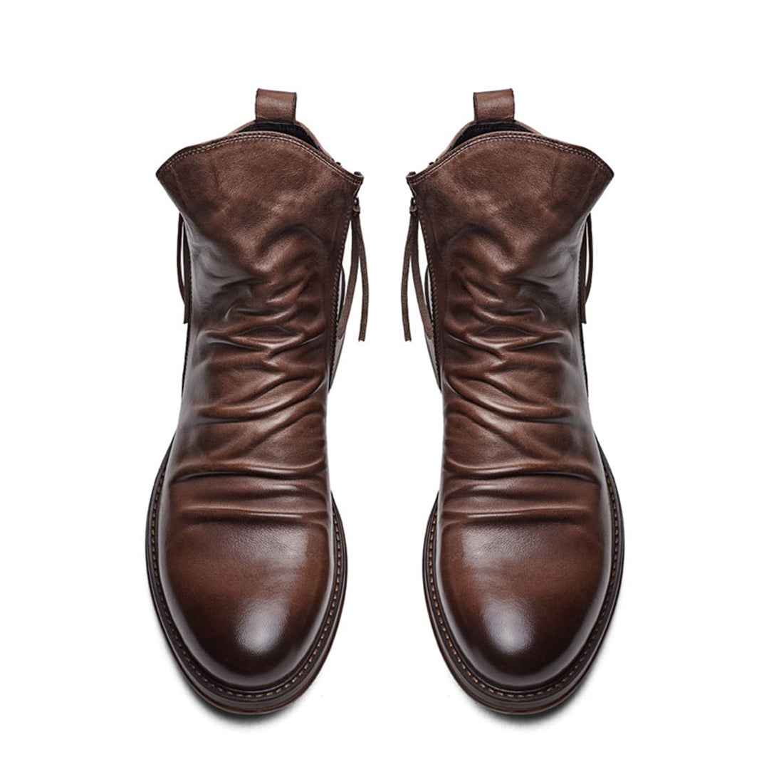 Men's Comfortable PU Leather Boots with Zipper - Non-Slip and Breathable
