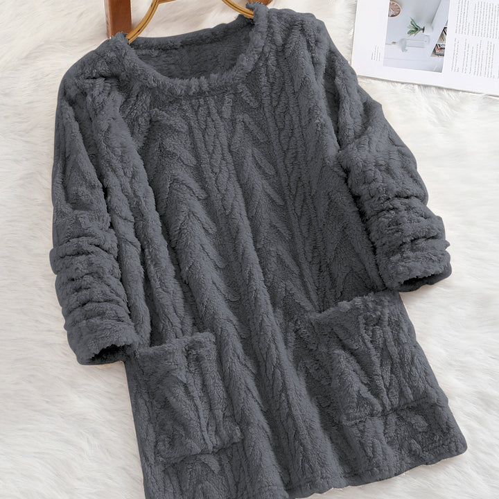 Soft Women's Knit Sweater with Pockets - Loose Fit for Fall & Winter