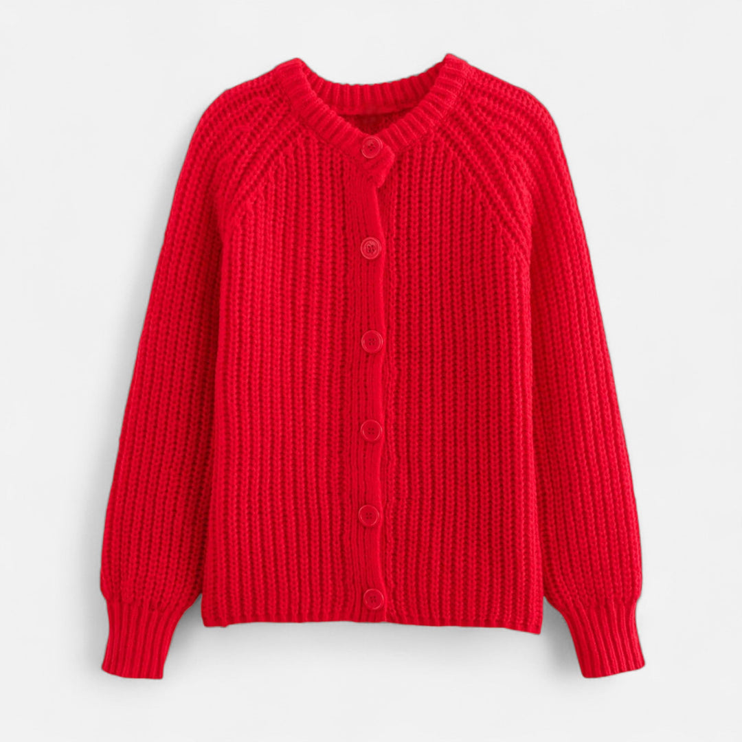 Women's Vintage Knit Cardigan with Round Neckline