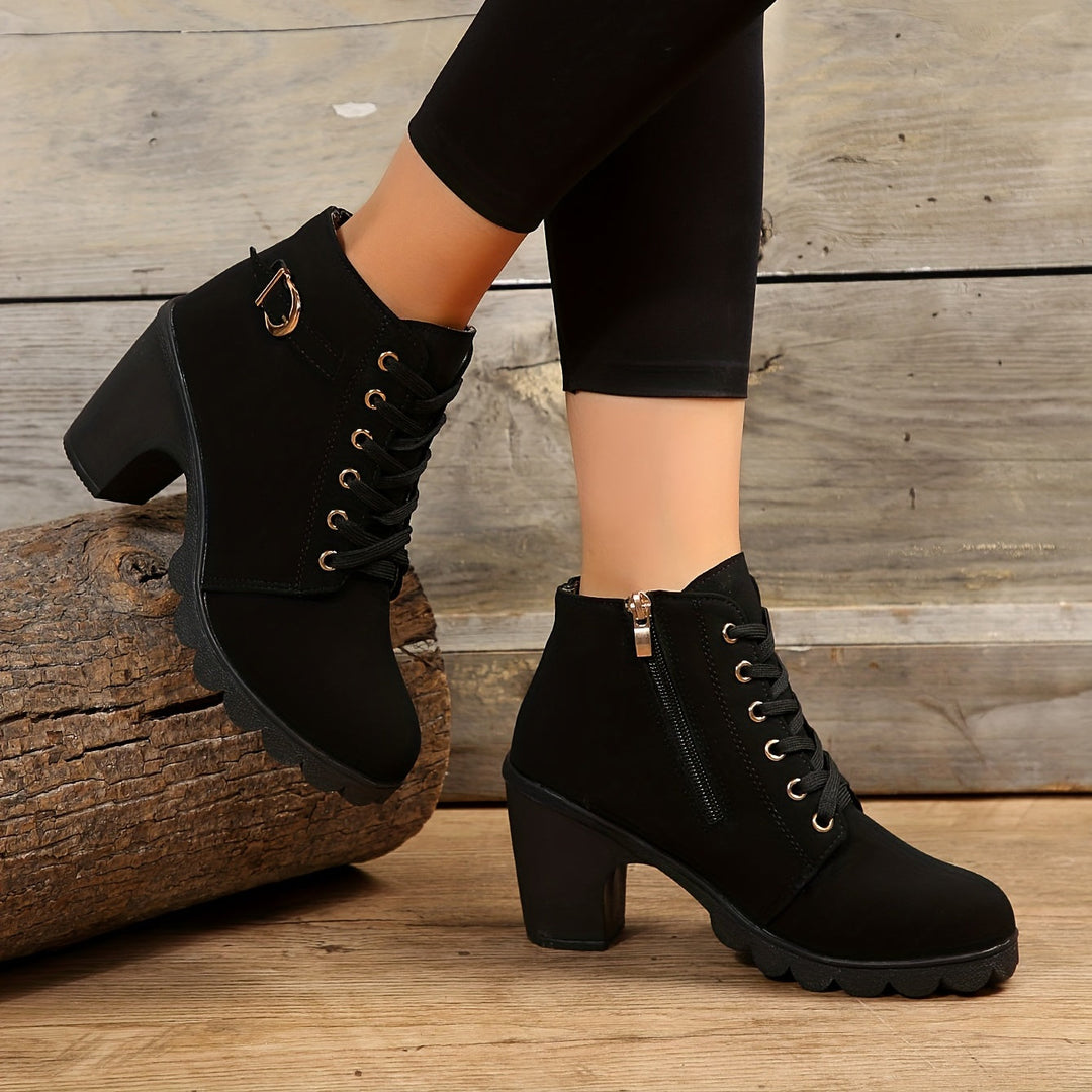 Elegant Women's Block Heel Ankle Boots - Versatile Ankle Boots