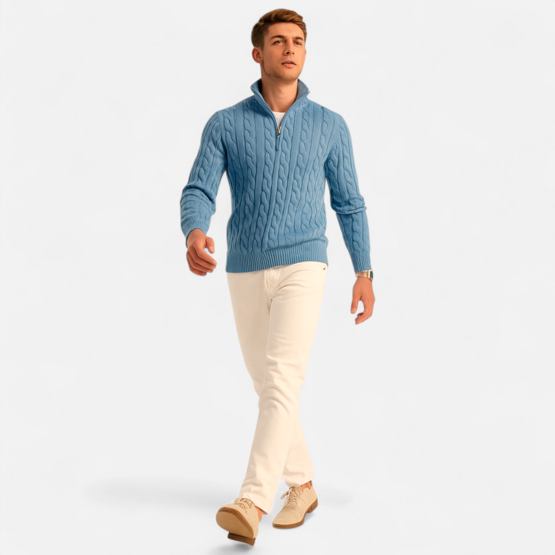 Men's Thick Turtleneck Pullover Sweater with Zipper