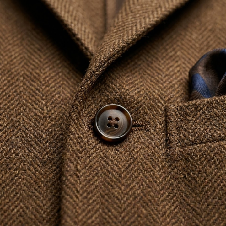 Classic Refined Men's Wool Single Breasted Tweed Blazer Jacket