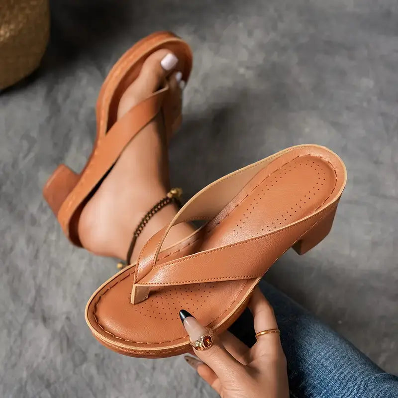 Elegant Ergonomic Women Slip-On Sandal Heels