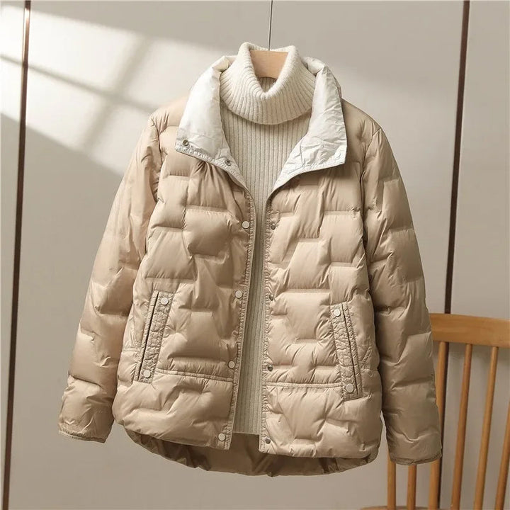 Women's Lightweight Quilted Down Jacket with Stand Collar