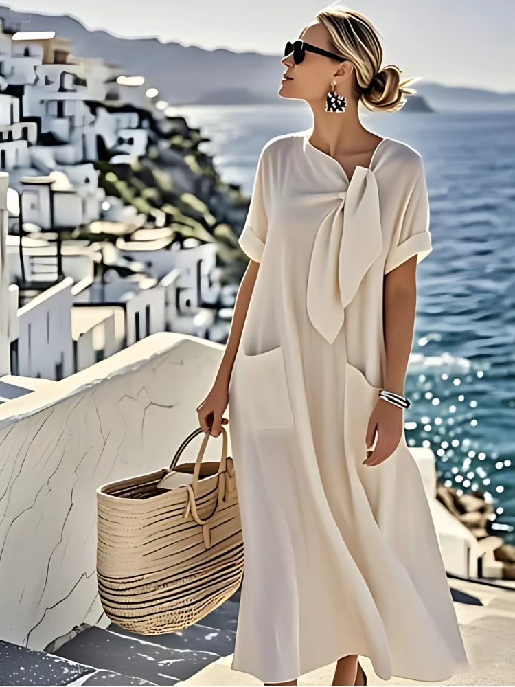 Elegant Loose Fit Women Summer Maxi Dress with Pockets