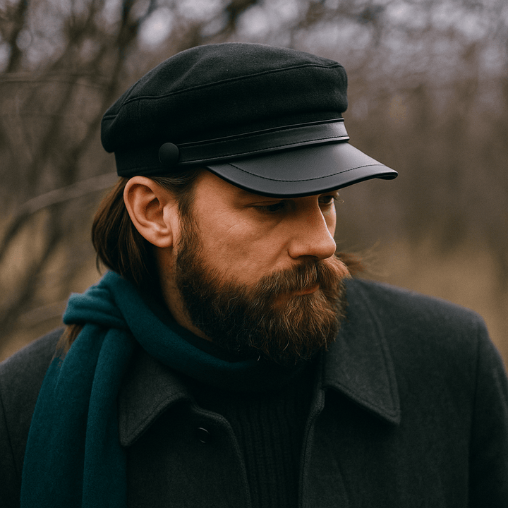Classic Men's Fisherman Cap in Felt with Leather Brim