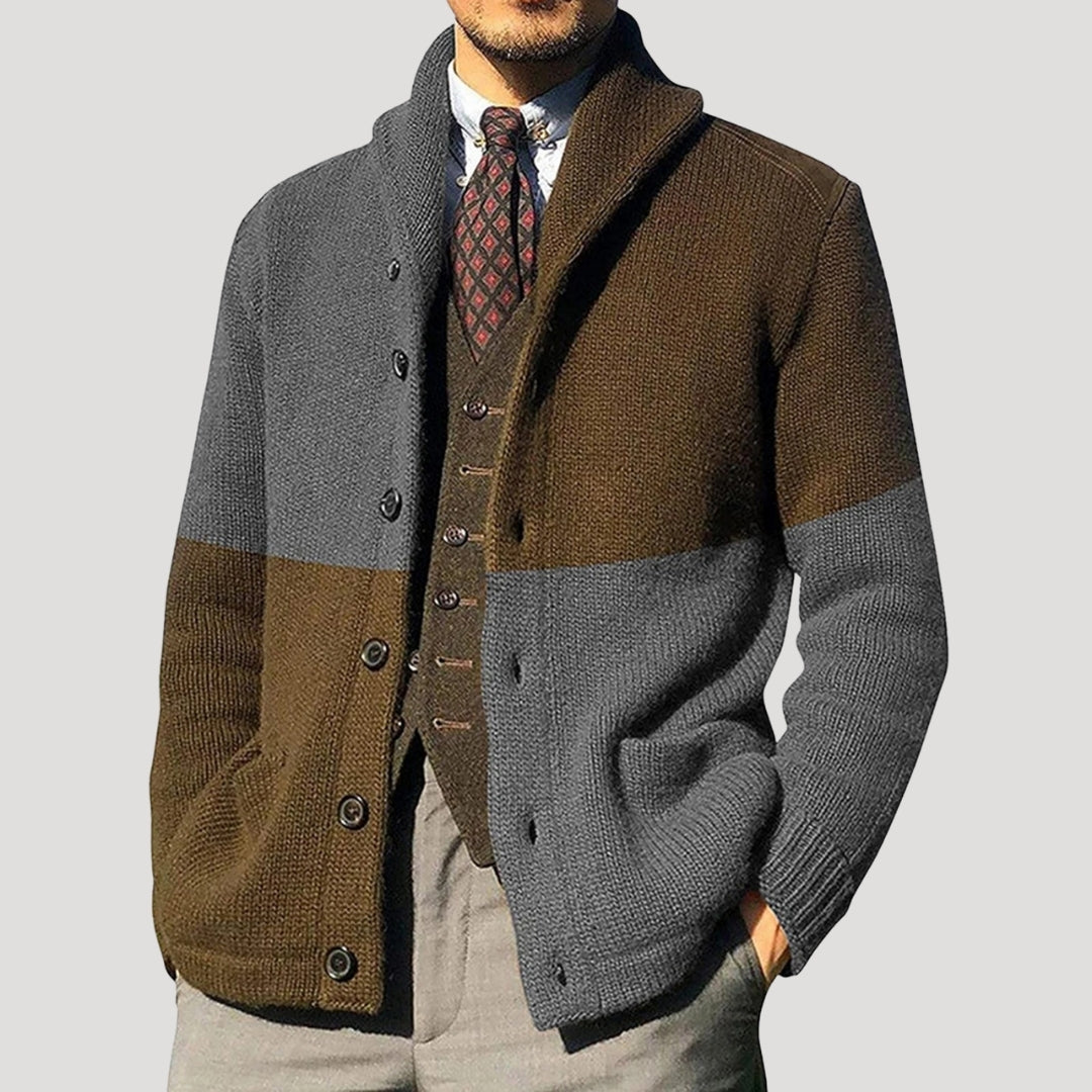 Men's Wool Cardigan with Shawl Collar - Elegant Coatigan Winter Jacket