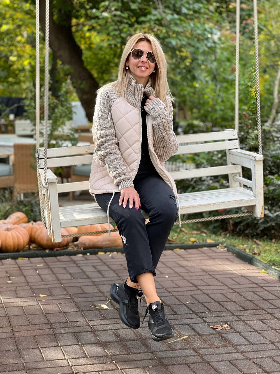 Women's Patchwork Knit Cardigan - Lightweight Winter Jacket