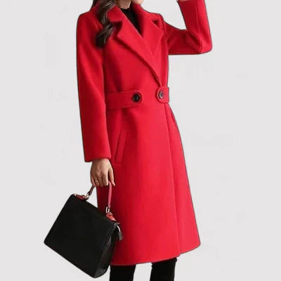 Elegant Women's Wool Coat with Belt - Warm Lined and Tailored