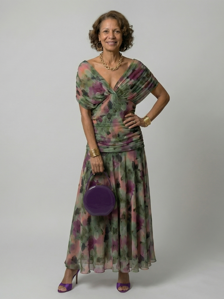 Elegant Lightweight Women's Off-Shoulder Flow Midi Dress