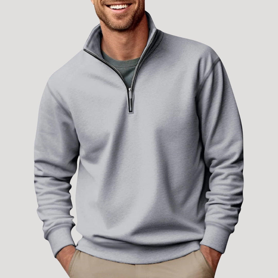 Lightweight Men's Cotton Half-Zip Sweatshirt - Breathable and Versatile
