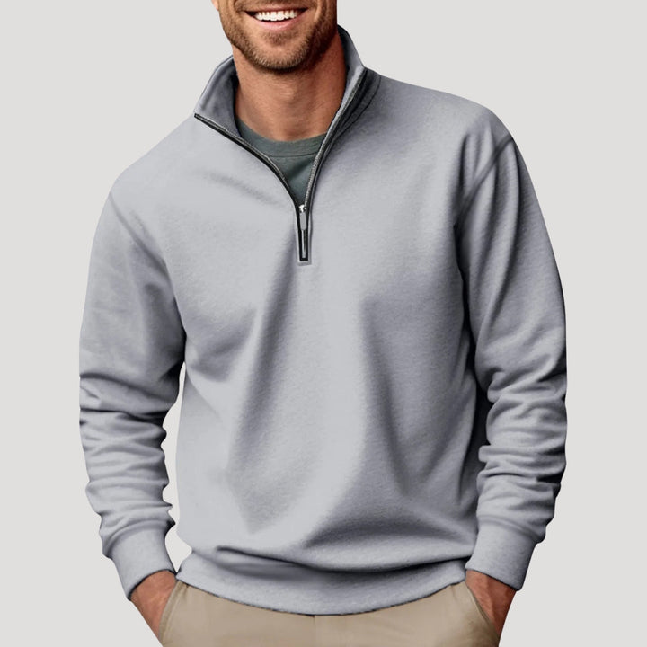Lightweight Men's Cotton Half-Zip Sweatshirt - Breathable and Versatile