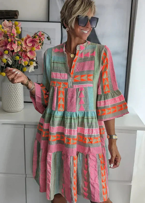 Elegant V-Neck Tiered Flowy Women Summer Dress