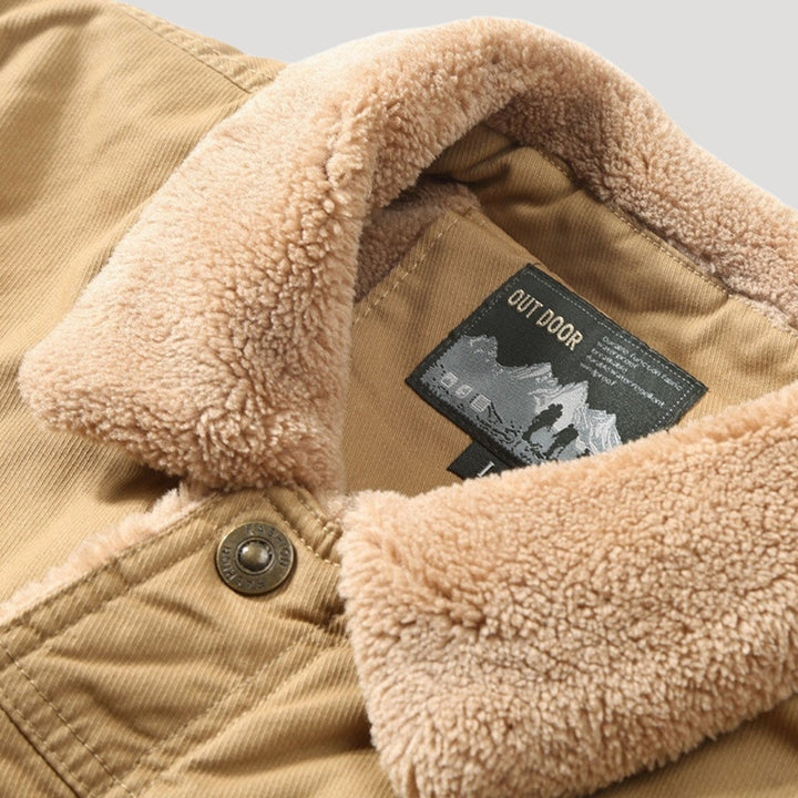 Rugged Men's Work Jacket with Fleece Lining - Heavy-Duty Jacket