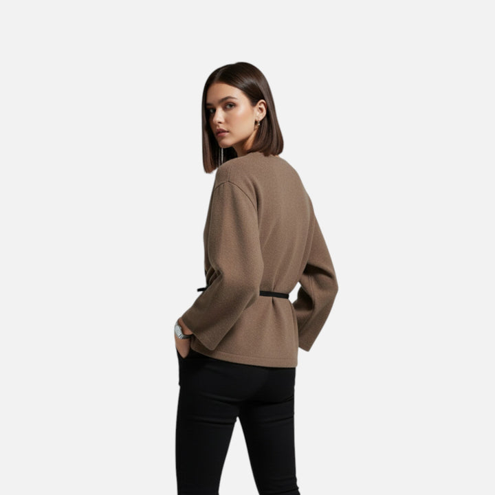 Elegant Belted Wrap Sweater for Women