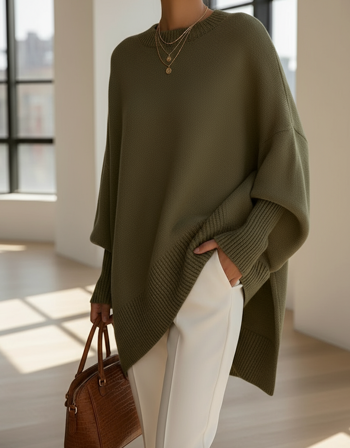 Women's Oversized Wool and Cashmere Sweater - Warm Winter Knit Pullover