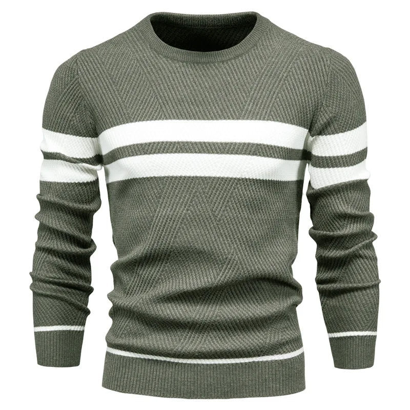 Patchwork Men's Knit Sweater Long Sleeve