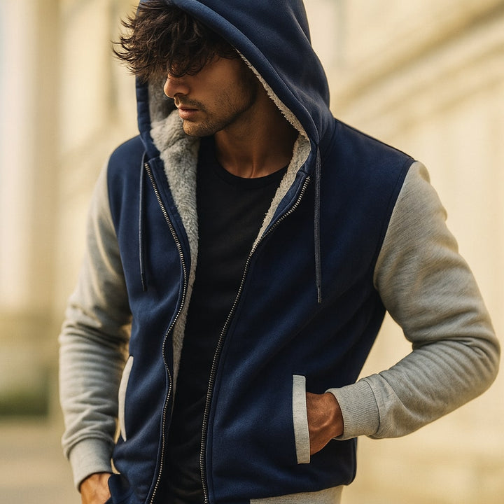 Warm Sherpa-Lined Men's Hooded Jacket