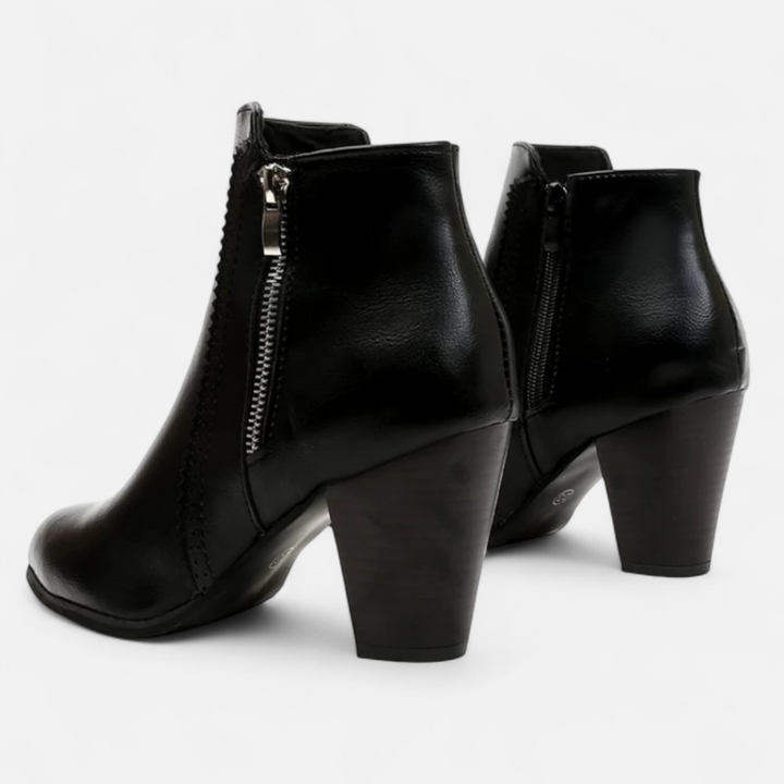 Women's Retro Block Heel Ankle Boots with Side Zipper