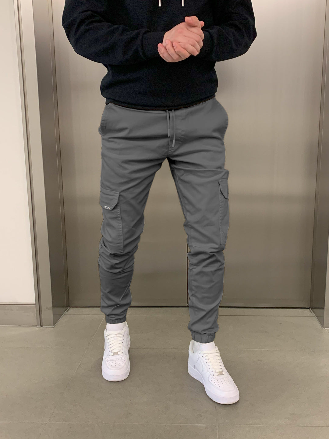 Men's Cargo Jogger Pants with Elastic Waistband - Streetstyle Cotton Blend