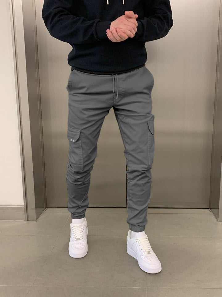 Men's Cargo Jogger Pants with Elastic Waistband - Streetstyle Cotton Blend