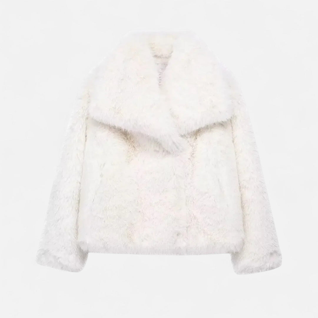 Elegant Faux Fur Plush Winter Coat for Women