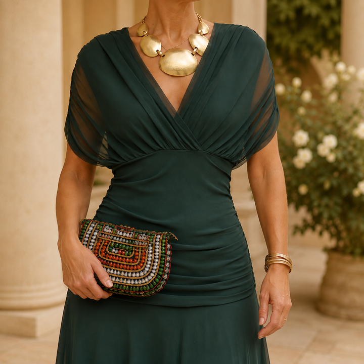 Ada Draped Maxi Dress - Green