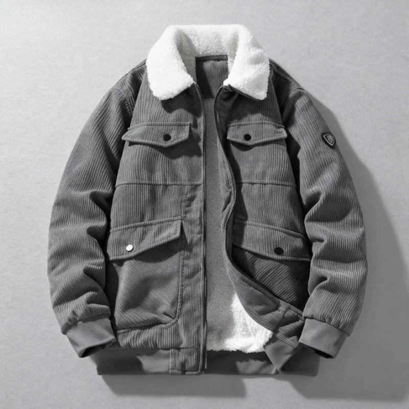 Warm Men's Corduroy Jacket with Plush Lining - Comfortable and Versatile