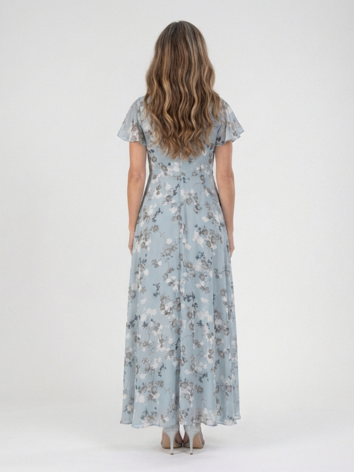 Elegant Lightweight Women's Floral Chiffon Maxi Dress
