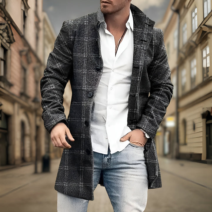 Elegant Men's Fall Coat - Water-Resistant and Lined