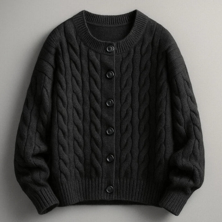 Classic Men's Cable Knit Cardigan with Button Placket