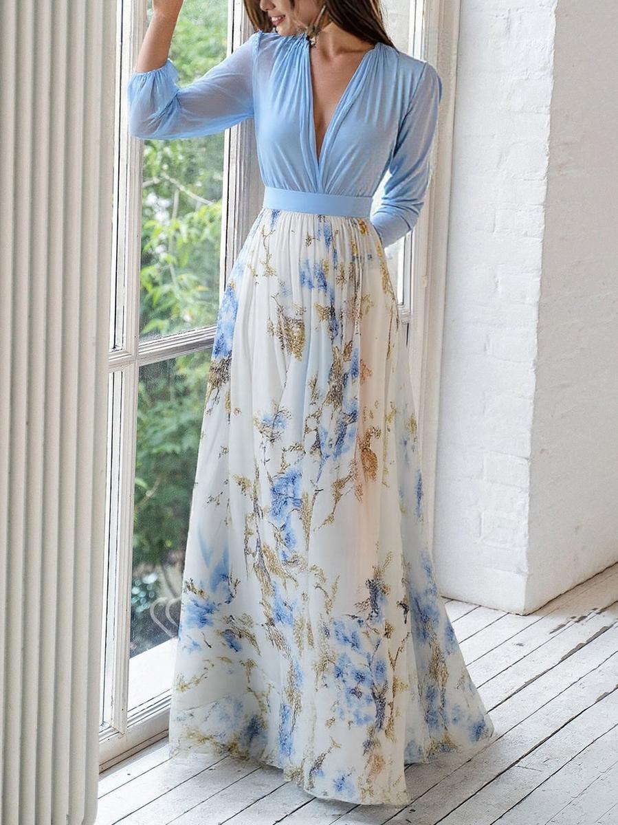 Elegant Floral Women's Wedding Guest Maxi Dress