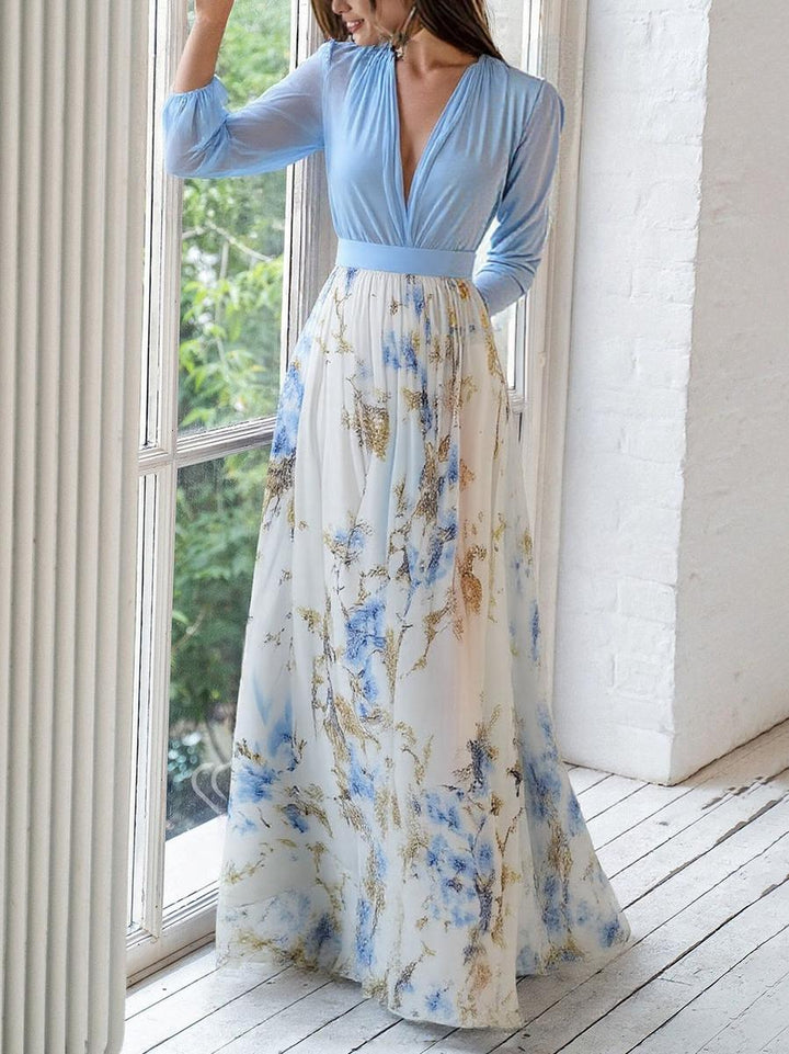 Elegant Floral Women's Wedding Guest Maxi Dress