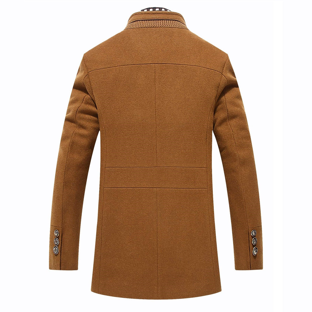 Men's Elegant Wool Coat with Stand Collar